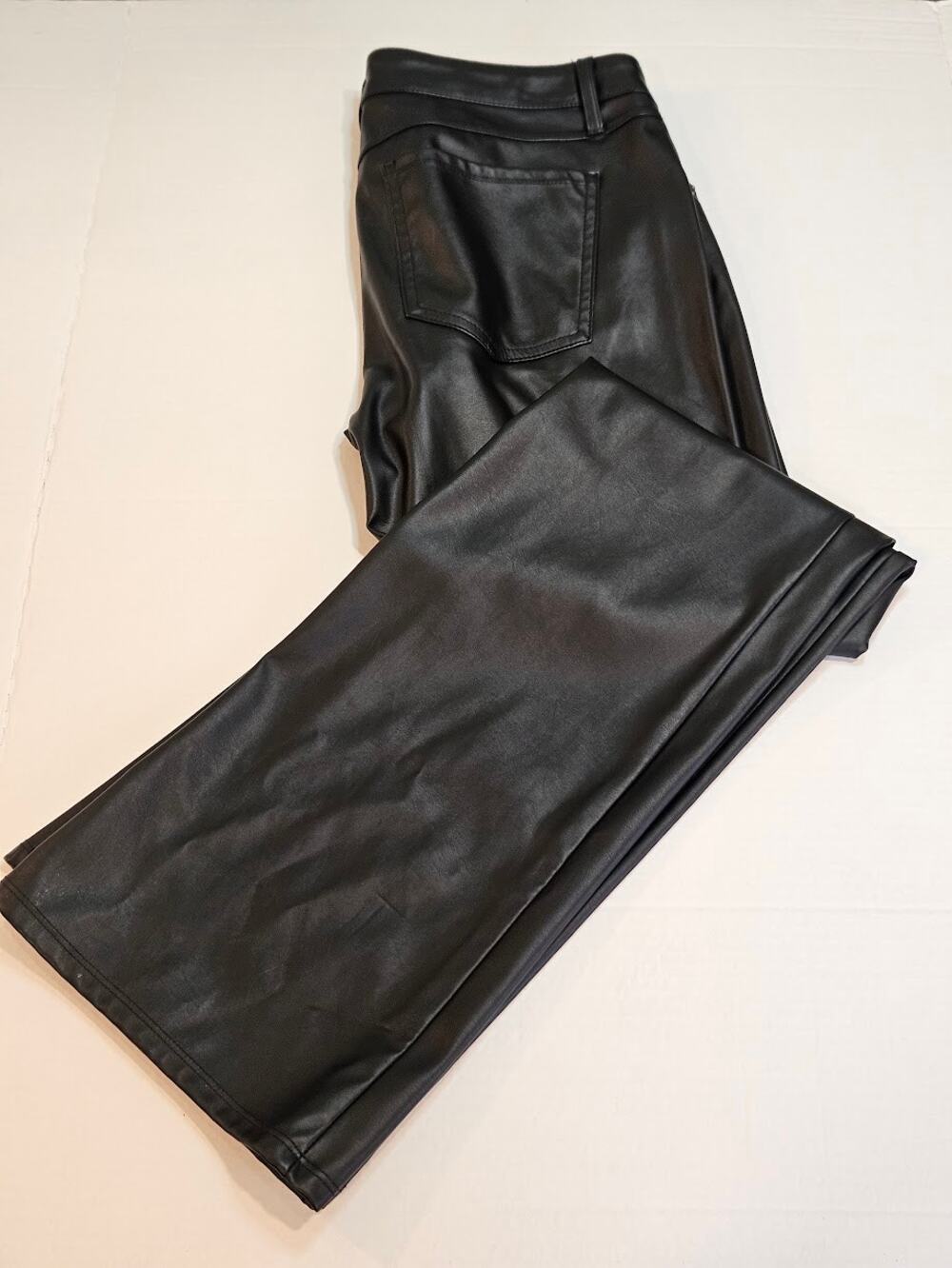 Wild Fable Faux Leather Low Rise Flare Pants Black - Size 4
